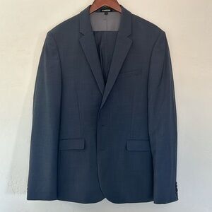 Express blue wool suit set - extra slim stretch